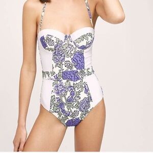 Beautiful Floral and Striped Anthropologie Swimsuit